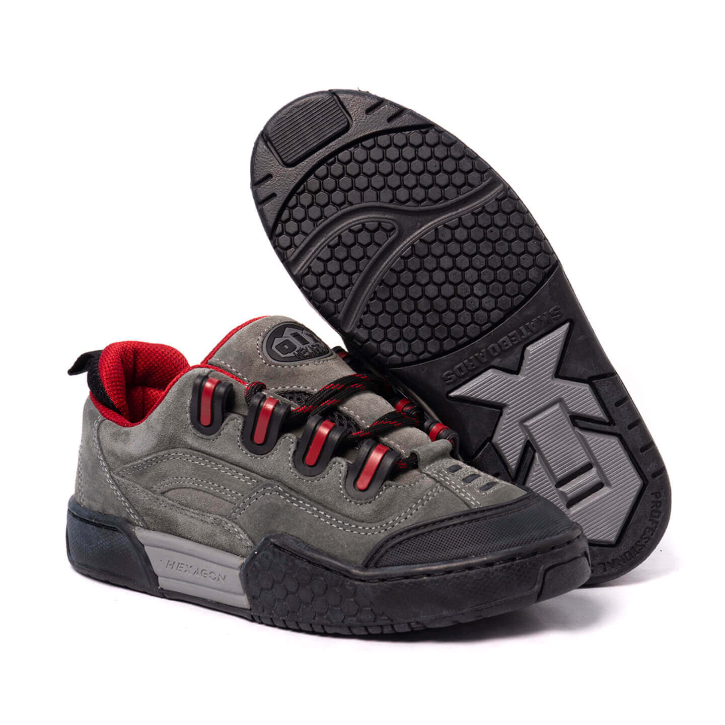 TÊNIS QIX HEXAGON COURO CAMURÇA CINZA/CHUMBO/PRETO