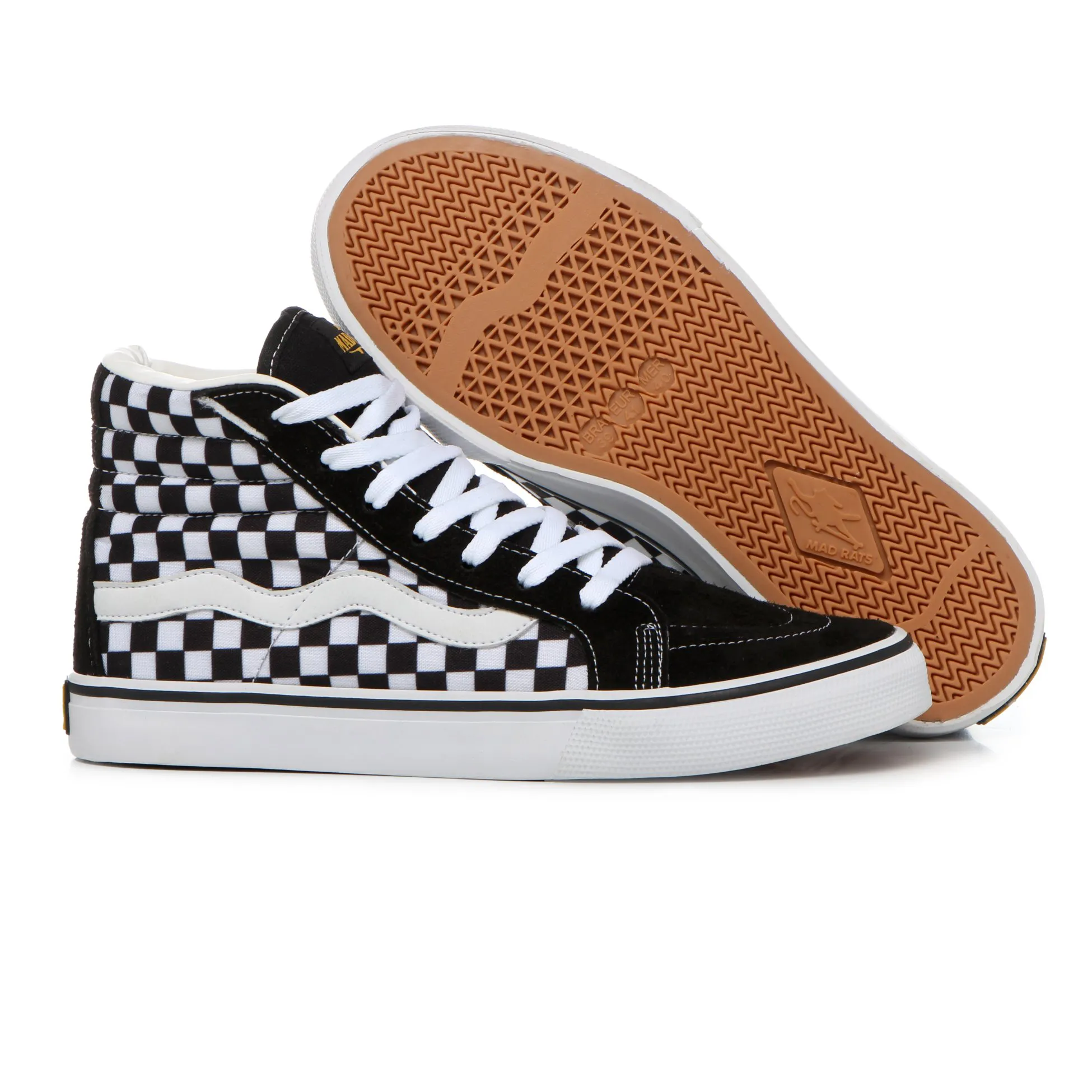 TÊNIS MAD RATS HI TOP QUADRICULADO PRETO/BRANCO
