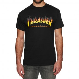 CAMISA-basica-marca-Thrasher-original-cor-preta-estampa-no-peito-chamas-estilo-skate-sucata-brazil-maua-moda-skatista-streetwear-